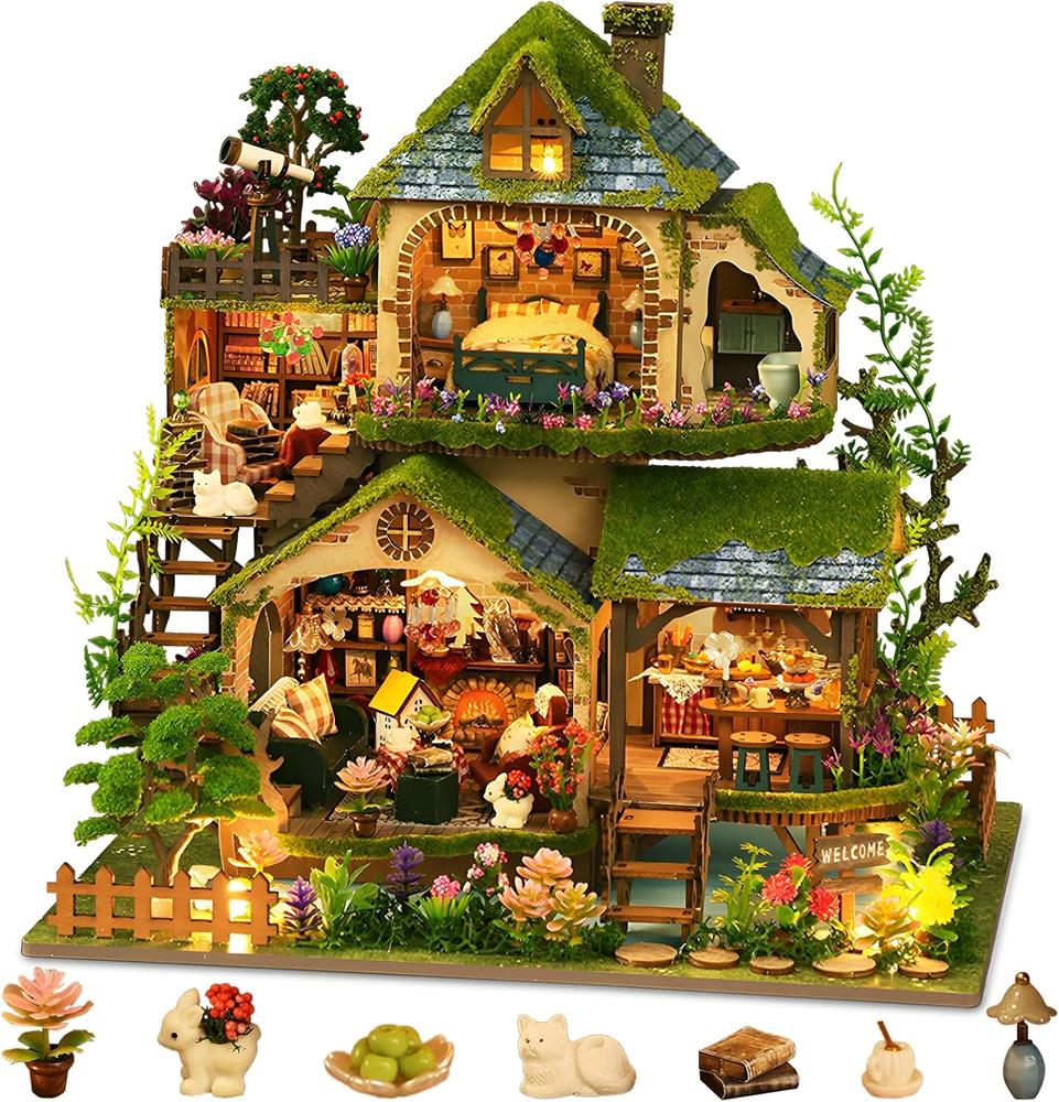 ANTREATU DIY Victorian Dollhouse Kit Forest Cottage